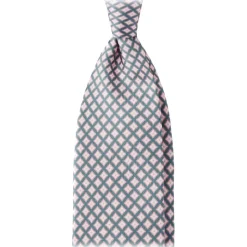 Viola Milano - Artisan Pattern Selftipped Silk Tie - Grey/Pink - Handmade in Italy - Luxury Exclusive Collection - Avvenice