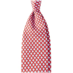 Viola Milano - Artisan Pattern Selftipped Silk Tie - Red Mix - Handmade in Italy - Luxury Exclusive Collection - Avvenice