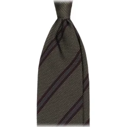 Viola Milano - Artisan Stripe 3-Fold Grenadine Tie - Olive Mix - Handmade in Italy - Luxury Exclusive Collection - Avvenice