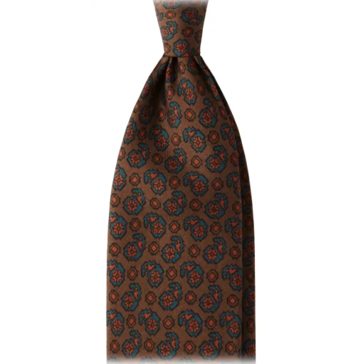Viola Milano - Autumn Paisley Selftipped Italian Silk Tie - Bronze - Handmade in Italy - Luxury Exclusive Collection - Avvenice