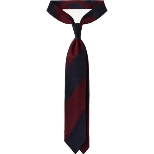 Viola Milano - Block Stripe Handrolled Woven Shantung Tie - Navy/Wine - Handmade in Italy - Luxury Exclusive Collection - Avvenice