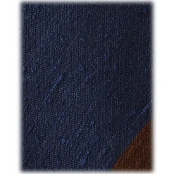 Viola Milano - Block Stripe Handrolled Woven Shantung Tie - Navy/Brown - Handmade in Italy - Luxury Exclusive Collection - Avvenice