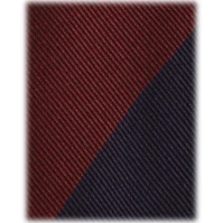 Viola Milano - Block Stripe Handrolled Woven Silk Jacquard Tie - Navy/Wine - Handmade in Italy - Luxury Exclusive Collection - Avvenice