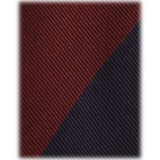 Viola Milano - Block Stripe Handrolled Woven Silk Jacquard Tie - Navy/Wine - Handmade in Italy - Luxury Exclusive Collection - Avvenice