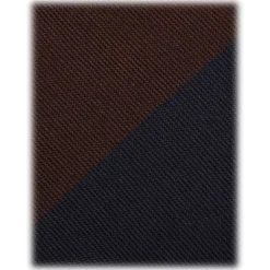Viola Milano - Block Stripe Handrolled Woven Silk Jacquard Tie - Navy/Brown - Handmade in Italy - Luxury Exclusive Collection - Avvenice