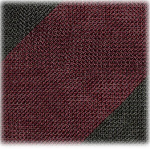 Viola Milano - Block Stripe 3-Fold Grenadine Tie - Wine Forest - Made in Italy - Luxury Exclusive Collection - Avvenice