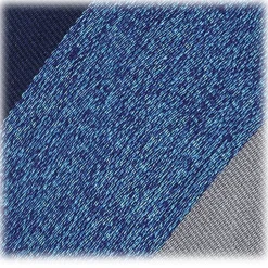 Viola Milano - Block Stripe Woven Silk Jacquard Tie - Denim Mix - Made in Italy - Luxury Exclusive Collection - Avvenice