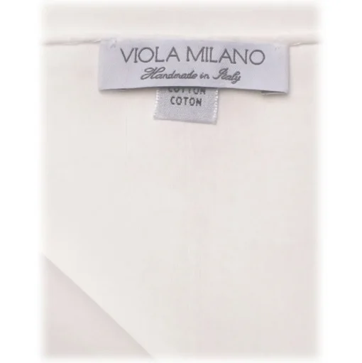 Viola Milano - Box of 3 Classic Solid Cotton Pocket Square - White - Handmade in Italy - Luxury Exclusive Collection - Avvenice