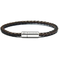 Viola Milano - Braided Genuine Italian Leather Bracelet - Brown/Black - Handmade in Italy - Luxury Exclusive Collection - Avvenice