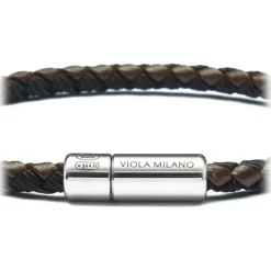 Viola Milano - Braided Genuine Italian Leather Bracelet - Brown/Black - Handmade in Italy - Luxury Exclusive Collection - Avvenice
