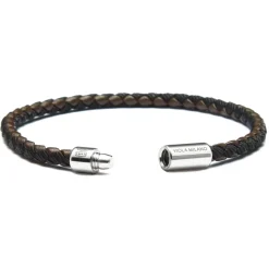 Viola Milano - Braided Genuine Italian Leather Bracelet - Brown/Black - Handmade in Italy - Luxury Exclusive Collection - Avvenice