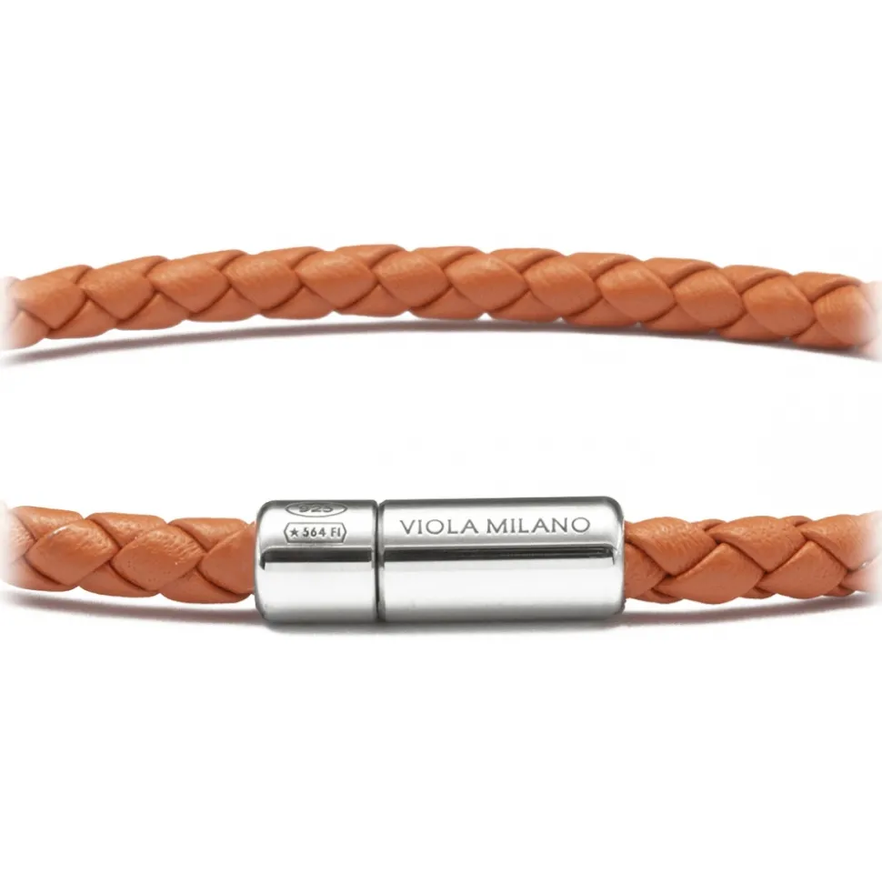 Viola Milano - Braided Italian Leather Bracelet - Polo Brown - Handmade in Italy - Luxury Exclusive Collection - Avvenice