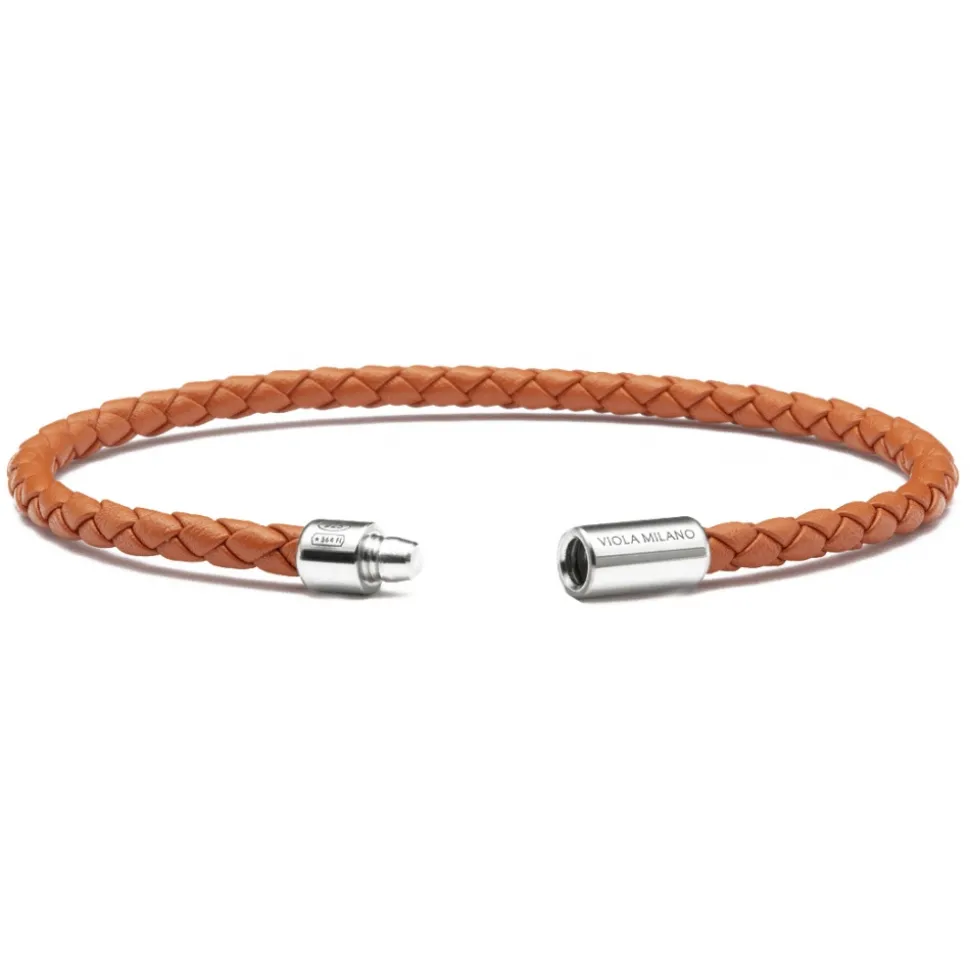 Viola Milano - Braided Italian Leather Bracelet - Polo Brown - Handmade in Italy - Luxury Exclusive Collection - Avvenice