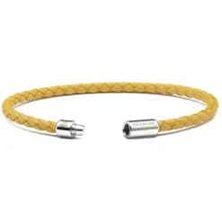 Viola Milano - Braided Italian Leather Bracelet - Yellow - Handmade in Italy - Luxury Exclusive Collection - Avvenice