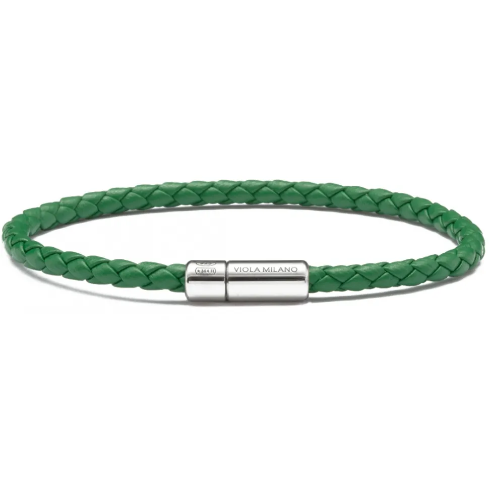 Viola Milano - Braided Italian Leather Bracelet - Green - Handmade in Italy - Luxury Exclusive Collection - Avvenice