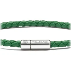 Viola Milano - Braided Italian Leather Bracelet - Green - Handmade in Italy - Luxury Exclusive Collection - Avvenice