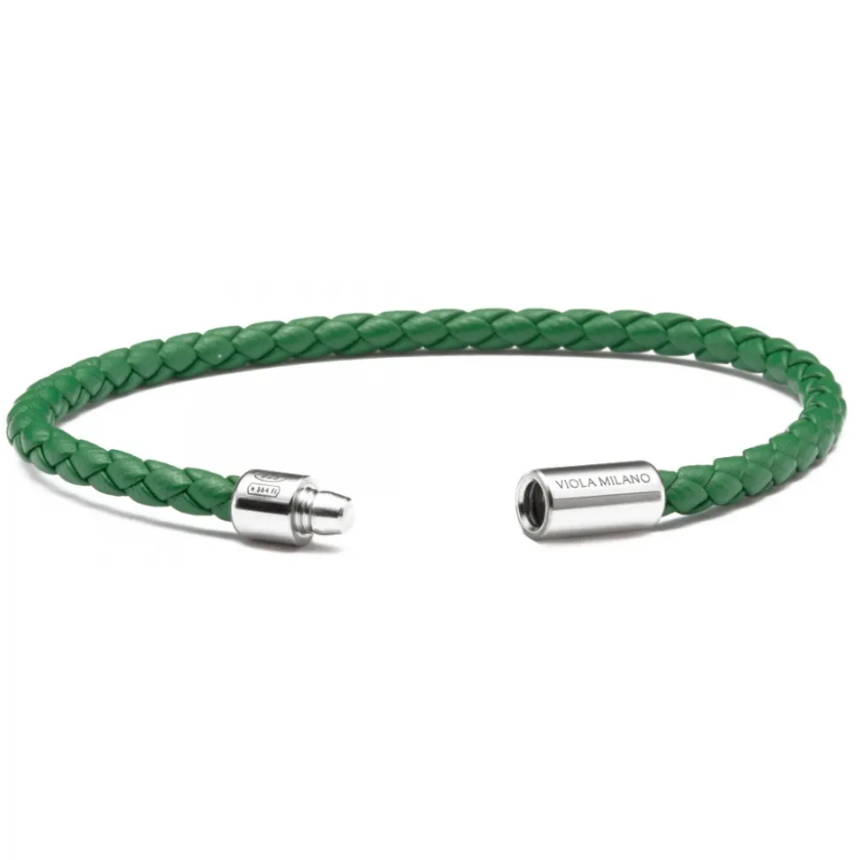 Viola Milano - Braided Italian Leather Bracelet - Green - Handmade in Italy - Luxury Exclusive Collection - Avvenice