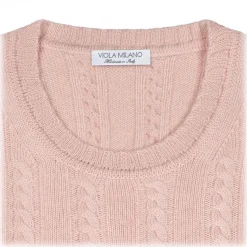 Viola Milano - Cable Knit Lambswool Sweater - Pink - Handmade in Italy - Luxury Exclusive Collection - Avvenice