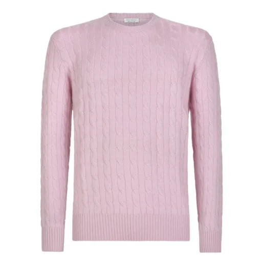 Viola Milano - Cable Knit Loro Piana Cashmere Sweater - Pink - Handmade in Italy - Luxury Exclusive Collection - Avvenice