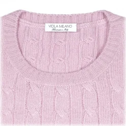 Viola Milano - Cable Knit Loro Piana Cashmere Sweater - Pink - Handmade in Italy - Luxury Exclusive Collection - Avvenice