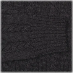 Viola Milano - Cable Knit Lambswool Sweater - Dark Grey - Handmade in Italy - Luxury Exclusive Collection - Avvenice