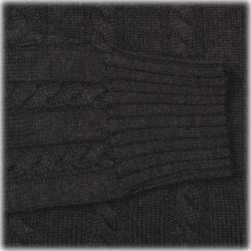 Viola Milano - Cable Knit Lambswool Sweater - Dark Grey - Handmade in Italy - Luxury Exclusive Collection - Avvenice