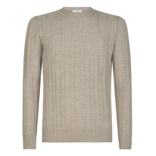 Viola Milano - Cable Knit Loro Piana Cashmere Sweater - Beige - Handmade in Italy - Luxury Exclusive Collection - Avvenice