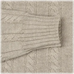 Viola Milano - Cable Knit Loro Piana Cashmere Sweater - Beige - Handmade in Italy - Luxury Exclusive Collection - Avvenice