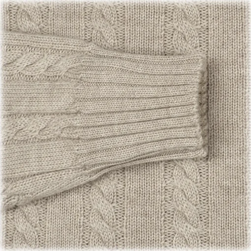 Viola Milano - Cable Knit Loro Piana Cashmere Sweater - Beige - Handmade in Italy - Luxury Exclusive Collection - Avvenice