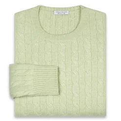Viola Milano - Cable Knit Loro Piana Cashmere Sweater - Pistasch - Handmade in Italy - Luxury Exclusive Collection - Avvenice