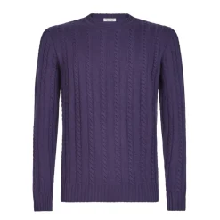 Viola Milano - Cable Knit Lambswool Sweater - Viola - Handmade in Italy - Luxury Exclusive Collection - Avvenice