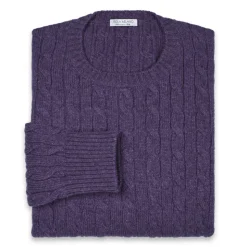 Viola Milano - Cable Knit Loro Piana Cashmere Sweater - Viola - Handmade in Italy - Luxury Exclusive Collection - Avvenice
