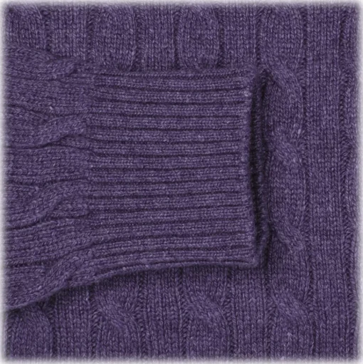 Viola Milano - Cable Knit Loro Piana Cashmere Sweater - Viola - Handmade in Italy - Luxury Exclusive Collection - Avvenice