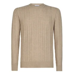 Viola Milano - Cable Knit Lambswool Sweater - Camel - Handmade in Italy - Luxury Exclusive Collection - Avvenice