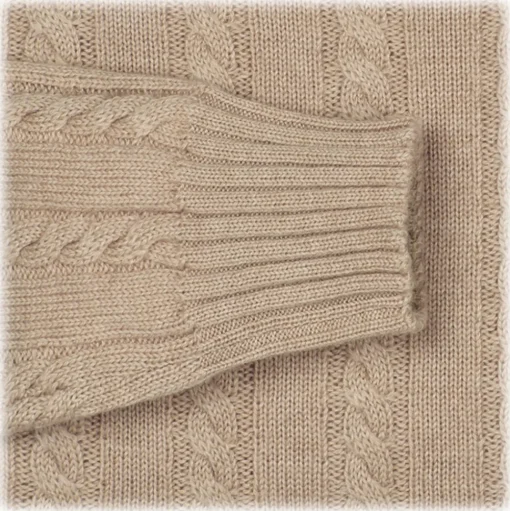 Viola Milano - Cable Knit Lambswool Sweater - Camel - Handmade in Italy - Luxury Exclusive Collection - Avvenice