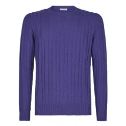 Viola Milano - Cable Knit Lambswool Sweater - Purple - Handmade in Italy - Luxury Exclusive Collection - Avvenice