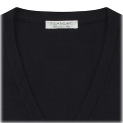 Viola Milano - Cashmere V-Neck Sweater - Navy - Handmade in Italy - Luxury Exclusive Collection - Avvenice
