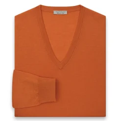Viola Milano - Cashmere V-Neck Sweater - Orange - Handmade in Italy - Luxury Exclusive Collection - Avvenice