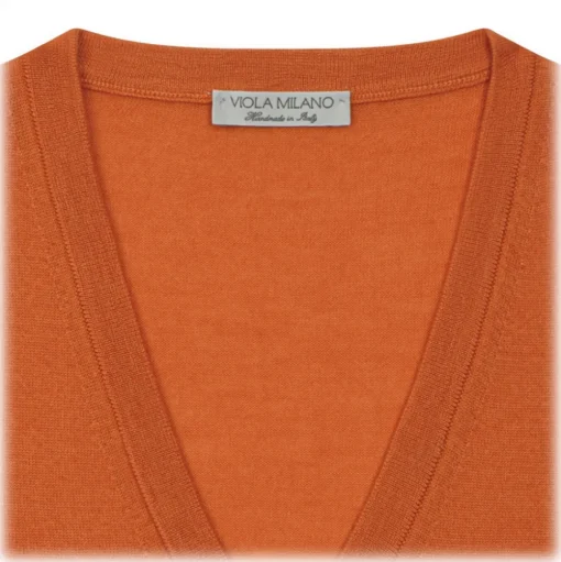 Viola Milano - Cashmere V-Neck Sweater - Orange - Handmade in Italy - Luxury Exclusive Collection - Avvenice