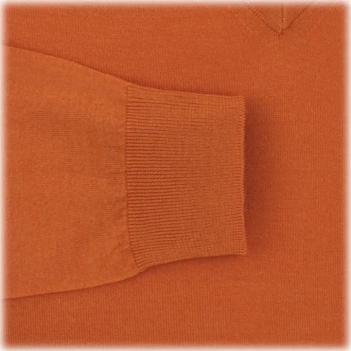 Viola Milano - Cashmere V-Neck Sweater - Orange - Handmade in Italy - Luxury Exclusive Collection - Avvenice