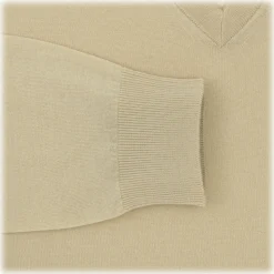 Viola Milano - Cashmere V-Neck Sweater - Sand and Yellow - Handmade in Italy - Luxury Exclusive Collection - Avvenice