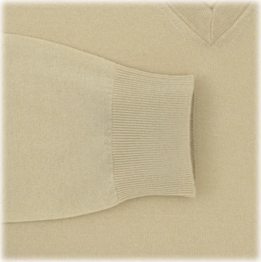 Viola Milano - Cashmere V-Neck Sweater - Sand and Yellow - Handmade in Italy - Luxury Exclusive Collection - Avvenice