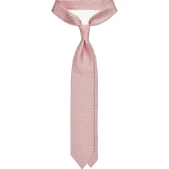 Viola Milano - Chain Circle Handprinted Selftipped Silk Tie - Pink/White - Handmade in Italy - Luxury Exclusive Collection - Avvenice