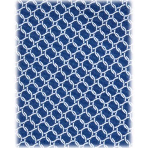 Viola Milano - Chain Circle Handprinted Selftipped Silk Tie - Navy/White - Handmade in Italy - Luxury Exclusive Collection - Avvenice