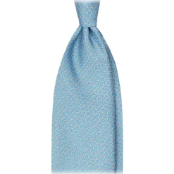 Viola Milano - Chain Circle Selftipped Italian Silk Tie - Light Blue - Handmade in Italy - Luxury Exclusive Collection - Avvenice
