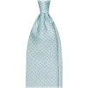 Viola Milano - Chain Circle Handprinted Selftipped Silk Tie - Menthol/White - Handmade in Italy - Luxury Exclusive Collection - Avvenice