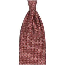 Viola Milano - Chain Lock Selftipped Italian Silk Tie - Red Mix - Handmade in Italy - Luxury Exclusive Collection - Avvenice