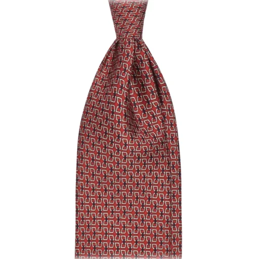 Viola Milano - Chain Lock Selftipped Italian Silk Tie - Red Mix - Handmade in Italy - Luxury Exclusive Collection - Avvenice