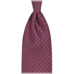 Viola Milano - Chain Lock Selftipped Italian Silk Tie - Navy/Wine - Handmade in Italy - Luxury Exclusive Collection - Avvenice