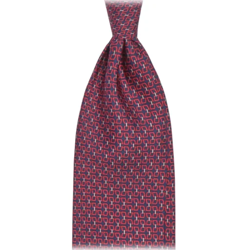 Viola Milano - Chain Lock Selftipped Italian Silk Tie - Navy/Wine - Handmade in Italy - Luxury Exclusive Collection - Avvenice